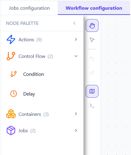 The Control Flow category expanded, showing Condition and Delay.