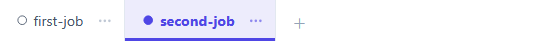 The job tab bar at the bottom of the editor, with a tab per job and a plus button to add one.